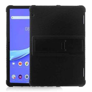 For Lenovo Tab E10 Tablet PC Silicone Protective Case with Invisible Bracket(Black)