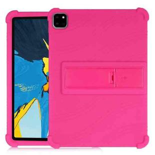 For iPad Pro 11 inch （2018） Tablet PC Silicone Protective Case with Invisible Bracket(Rose Red)