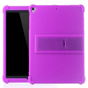 For iPad 10.2 / 10.5 Tablet PC Silicone Protective Case with Invisible Bracket(Purple)