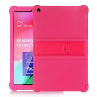 For Galaxy Tab A 10.1 (2019) T510 Tablet PC Silicone Protective Case with Invisible Bracket(Rose Red)