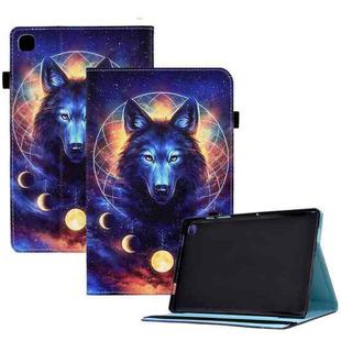 For Samsung Galaxy Tab S6 Lite P610 Colored Drawing Stitching Elastic Band Leather Smart Tablet Case(Space Wolf)