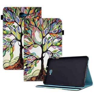 For Samsung Galaxy Tab A 10.1 2016 T580 Colored Drawing Stitching Elastic Band Leather Smart Tablet Case(Life Tree)