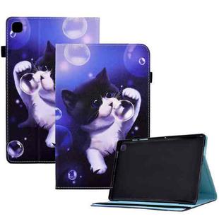 For Samsung Galaxy Tab S5e T720 Colored Drawing Stitching Elastic Band Leather Smart Tablet Case(Bubble Cat)