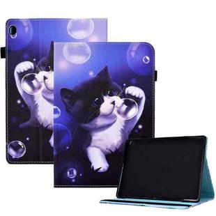 For Lenovo Tab M10 Colored Drawing Stitching Elastic Band Leather Smart Tablet Case(Bubble Cat)