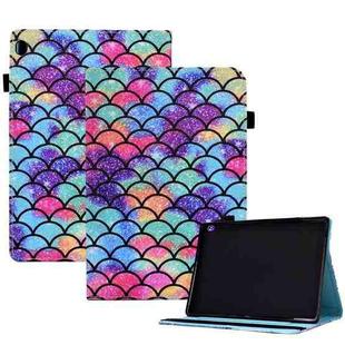 For Lenovo Tab M10 Colored Drawing Stitching Elastic Band Leather Smart Tablet Case(Wavy Pattern)