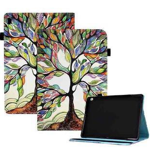 For Lenovo Tab M10 Colored Drawing Stitching Elastic Band Leather Smart Tablet Case(Life Tree)