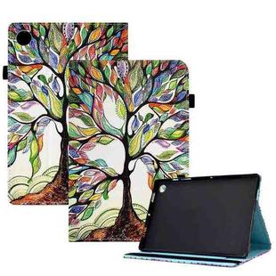 For Lenovo Tab M10 Plus Colored Drawing Stitching Elastic Band Leather Smart Tablet Case(Life Tree)