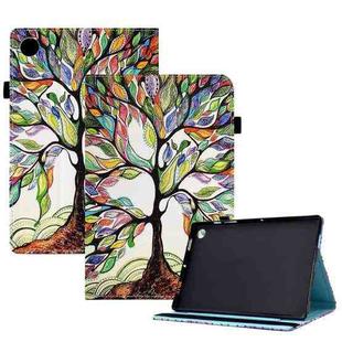 For Lenovo Tab M10 Plus 10.6 3rd Gen 2022 Colored Drawing Stitching Elastic Band Leather Smart Tablet Case(Life Tree)