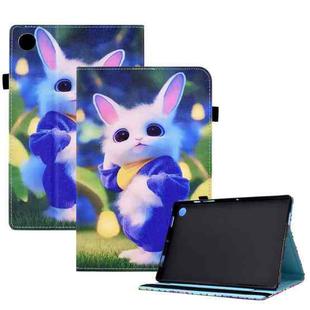 For Lenovo Tab M10 3rd Gen Colored Drawing Stitching Elastic Band Leather Smart Tablet Case(Cute Rabbit)