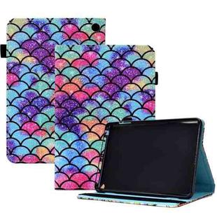 For Amazon Kindle Fire HD 8 2022 / 2020 Colored Drawing Stitching Elastic Band Leather Smart Tablet Case(Wavy Pattern)