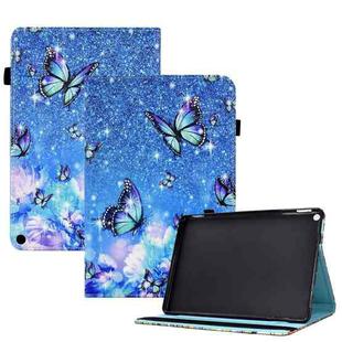 For Amazon Kindle Fire HD 10 2021 Colored Drawing Stitching Elastic Band Leather Smart Tablet Case(Butterfly)