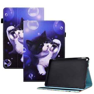 For Amazon Kindle Fire HD 10 2021 Colored Drawing Stitching Elastic Band Leather Smart Tablet Case(Bubble Cat)
