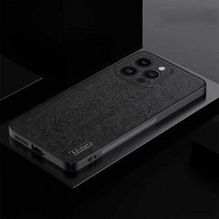 For iPhone 14 Pro Max TPU + PC + PU Tree Texture Shockproof Full Coverage Protective Phone Case(Black)