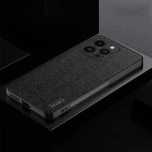 For iPhone 14 Pro TPU + PC + PU Tree Texture Shockproof Full Coverage Protective Phone Case(Black)