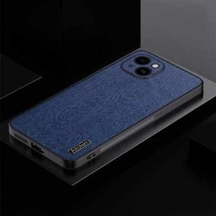 For iPhone 14 TPU + PC + PU Tree Texture Shockproof Full Coverage Protective Phone Case(Blue)