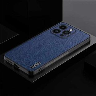 For iPhone 13 Pro Max TPU + PC + PU Tree Texture Shockproof Full Coverage Protective Phone Case(Blue)