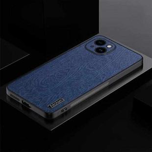 For iPhone 13 TPU + PC + PU Tree Texture Shockproof Full Coverage Protective Phone Case(Blue)