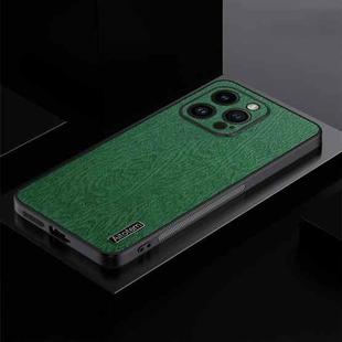 For iPhone 12 Pro TPU + PC + PU Tree Texture Shockproof Full Coverage Protective Phone Case(Green)