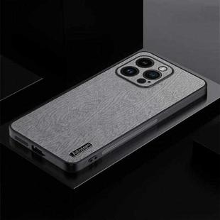 For iPhone 12 Pro TPU + PC + PU Tree Texture Shockproof Full Coverage Protective Phone Case(Grey)
