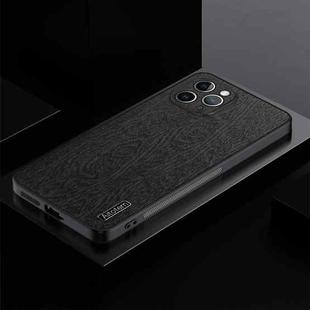 For iPhone 11 Pro Max TPU + PC + PU Tree Texture Shockproof Full Coverage Protective Phone Case(Black)