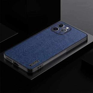 For iPhone 11 Pro Max TPU + PC + PU Tree Texture Shockproof Full Coverage Protective Phone Case(Blue)