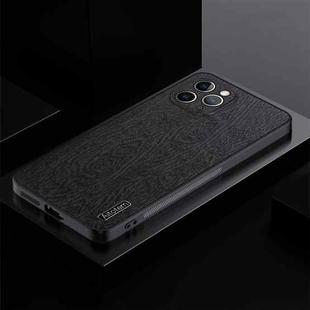 For iPhone 11 Pro TPU + PC + PU Tree Texture Shockproof Full Coverage Protective Phone Case(Black)