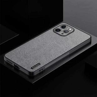 For iPhone 11 Pro TPU + PC + PU Tree Texture Shockproof Full Coverage Protective Phone Case(Grey)