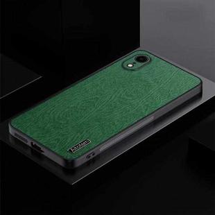 For iPhone XR TPU + PC + PU Tree Texture Shockproof Full Coverage Protective Phone Case(Green)