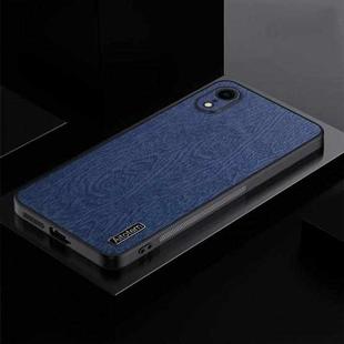 For iPhone XR TPU + PC + PU Tree Texture Shockproof Full Coverage Protective Phone Case(Blue)