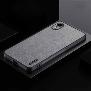 For iPhone XR TPU + PC + PU Tree Texture Shockproof Full Coverage Protective Phone Case(Grey)