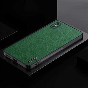 For iPhone XS Max TPU + PC + PU Tree Texture Shockproof Full Coverage Protective Phone Case(Green)