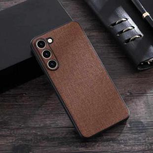 For Samsung Galaxy S23 5G Cloth Texture PU + TPU Phone Case(Brown)