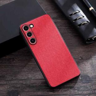 For Samsung Galaxy S23 5G Cloth Texture PU + TPU Phone Case(Red)