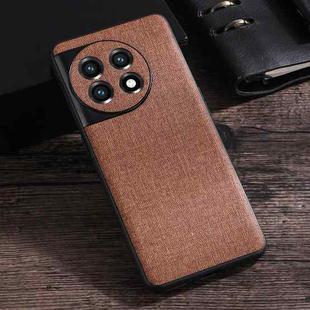 For OnePlus Ace 2 Cloth Texture PU + TPU Phone Case(Brown)