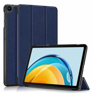 For Huawei Matepad SE 10.4 2022 Custer Pure Color 3-Fold Holder Leather Tablet Case(Dark Blue)