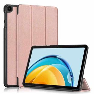 For Huawei Matepad SE 10.4 2022 Custer Pure Color 3-Fold Holder Leather Tablet Case(Rose Gold)