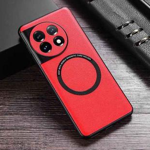 For OnePlus 11 Cloth Texture PU MagSafe Magnetic Phone Case(Red)