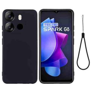 For Tecno Spark GO 2023 / Pop 7 Pro / Pop 7 Pure Color Liquid Silicone Shockproof Phone Case(Black)