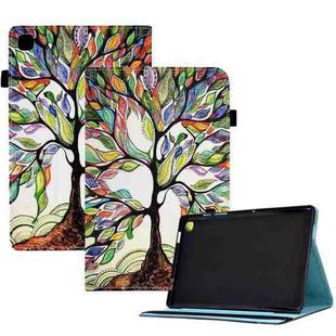 For Samsung Galaxy Tab A 10.1 2019 T510 Colored Drawing Stitching Elastic Band Leather Tablet Case(Life Tree)