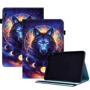 For Huawei MediaPad T3 10 Colored Drawing Stitching Elastic Band Leather Tablet Case(Space Wolf)