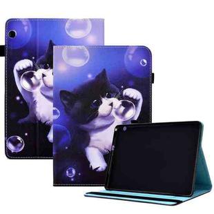 For Huawei MediaPad T3 10 Colored Drawing Stitching Elastic Band Leather Tablet Case(Bubble Cat)