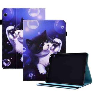 For Huawei MediaPad T5 Colored Drawing Stitching Elastic Band Leather Tablet Case(Bubble Cat)