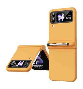 For Samsung Galaxy Z Flip4 5G Macaron Three-piece Set Phone Case with Stylus(Orange)
