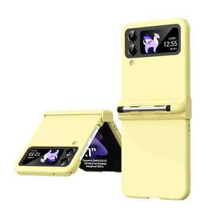 For Samsung Galaxy Z Flip4 5G Macaron Three-piece Set Phone Case with Stylus(Yellow)