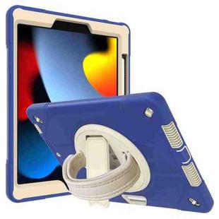 360-degree Rotating Holder Tablet Case with Wristband For iPad 10.2 2020 / 2019(Blue + Beige)