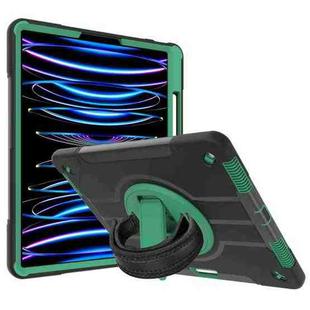 360-degree Rotating Holder Tablet Case with Wristband For iPad 10.2 2020 / 2019(Black + Green)