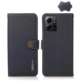 For Xiaomi Redmi Note 12 4G Global KHAZNEH Custer Texture RFID Genuine Leather Phone Case(Blue)