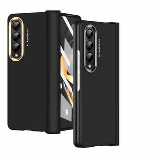 For Samsung Galaxy Z Fold4 5G Skin Feel Two-color Contact Lens Hinge Flip Phone Case(Black)