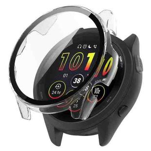 For Garmin Forerunner 265 PC + Tempered Glass Film Integrated Watch Protective Case(Transparent White)