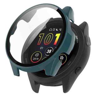 For Garmin Forerunner 265S PC + Tempered Glass Film Integrated Watch Protective Case(Pine Green)